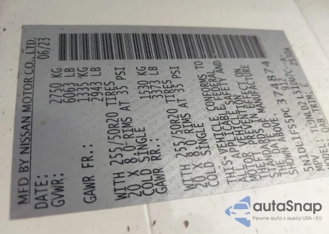 2023 Infiniti Qx60 Luxe Awd z USA, uszkodzony, nr VIN 5N1DL1FS5PC374874